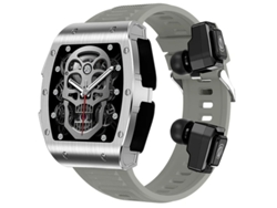 Reloj inteligente TWS 2 en 1 Bestvite con llamadas Bluetooth, monitorización de oxígeno en sangre, salud y modos multideportivos, gris