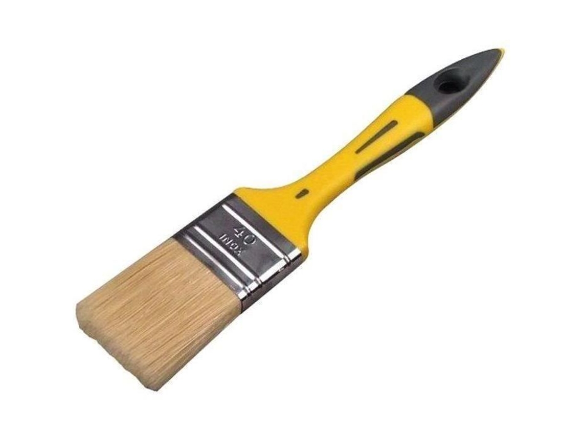 Pincel Plano Bimaterial Pintura Laca Brillante 30mm Amarillo Savy