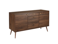 Buffet Design Effet Bois Foncé 2 Puertas 3 Tiroirs 150 Cm Oviala