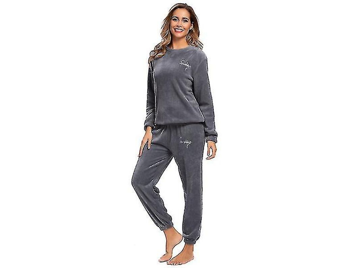 2026-pijama De Invierno Suave Para Mujer Plus Talla Con Camisa Y Pantalón Polar Cuello Redondo