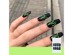 Uñas Postizas Artificiales Con Diseño De Llama, Resistentes Al Agua, De Moda, A Presión, Adheribles, Naturales, Dedicadas 7