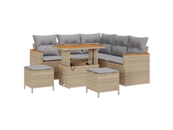 Conjunto de sofá de jardín Vidaxl de 8 piezas con cojines en mimbre beige