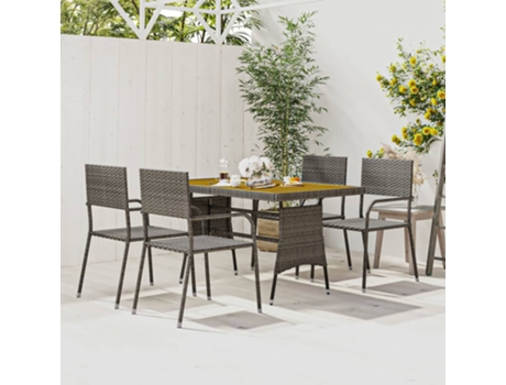 Conjunto 5 de comedor de jardín VIDAXL ratán sintético gris