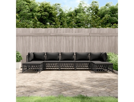 Conjunto 7 de muebles de jardín VIDAXL con cojines acero antracita