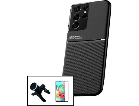 Carcasa + Protector + Soporte Magnético Reforzado Samsung Galaxy S21 Ultra 5G PHONECARE Magnetic Lux Negro