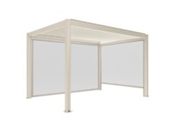 Pérgola Bioclimatique 4x3 M Autoportée Motorisée En Aluminio Crã¨me Avec àclairage Led Et Avec Store Oviala