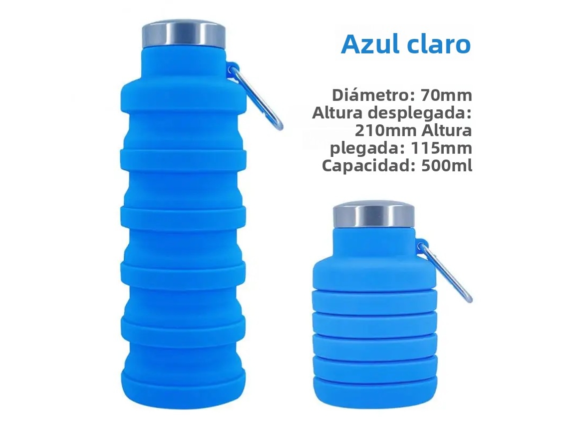 1 Garrafa de Água de Silicone Reutilizável, Dobrável e Livre de Bpa MDUG (azul)