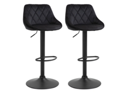 Juego De 2 Taburetes De Bar Con Altura Regulable, Terciopelo, Metal, Negro.