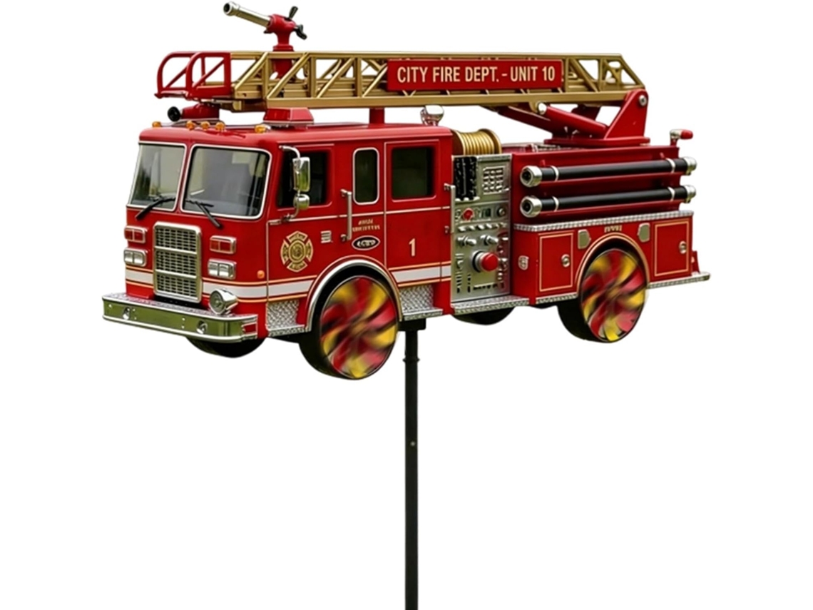 Molinos De Viento Para Exteriores: Veleta Con Forma De Camión De Bomberos, Decoración Artística De Molinos De Viento De
