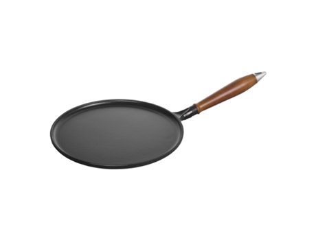 Pans Crepera con mango de madera 28 cm, Hierro fundido, Negro STAUB
