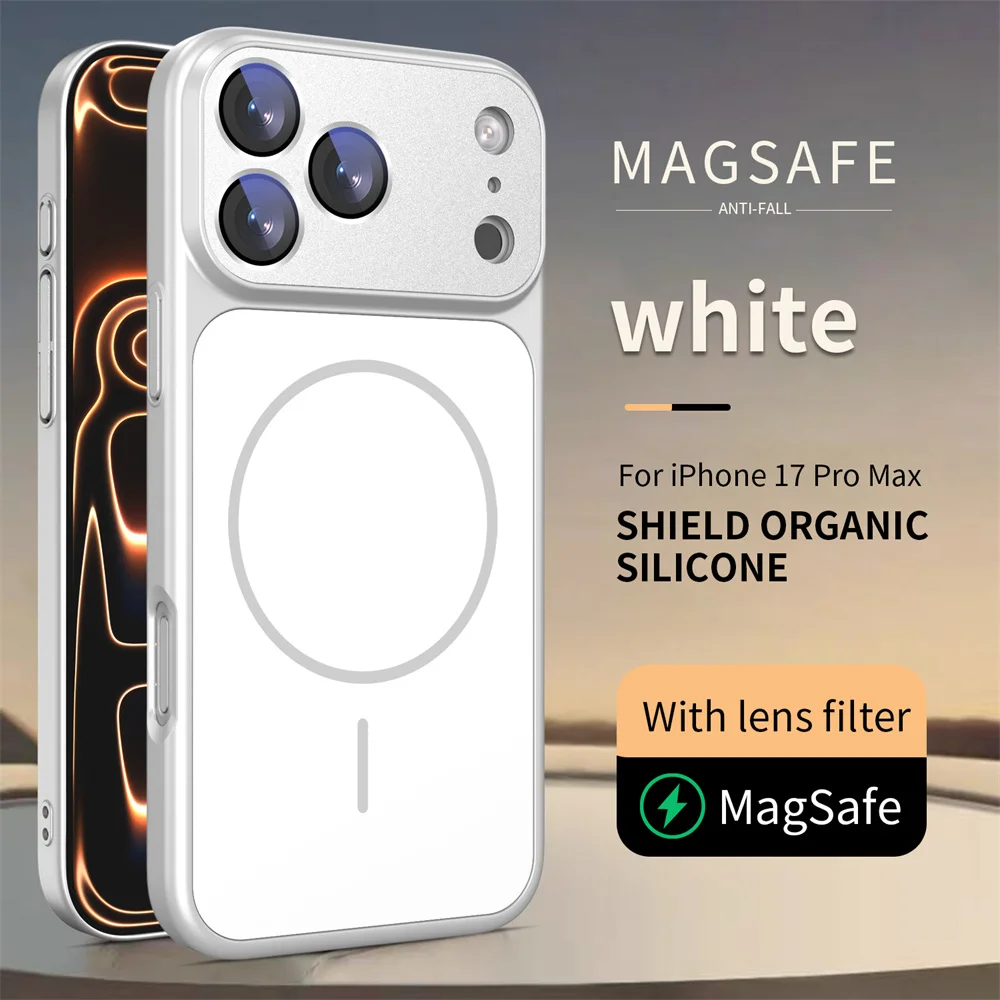 (iphone 14, Blanco) Funda Magnética Magsafe A Prueba De Golpes Para Iphone, Protección De Silicona Líquida.