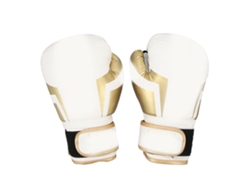 Guantes De Boxeo Inflables Y Transpirables Con Cierre De Gancho Y Ojal Para Entrenamiento De Taekwondo Y Karate - Blanco Y Dorado