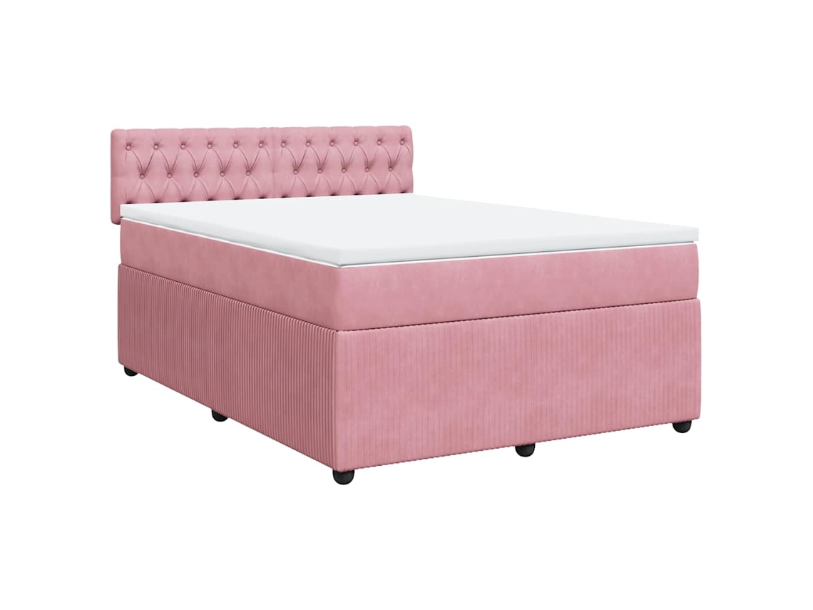 Maison Exclusive - Cama Box Spring Con Colchón Terciopelo Rosa 140x190 Cm