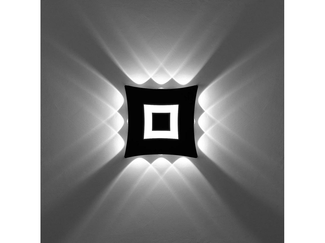 Aplique De Pared Led (interior/exterior) – 18w, Resistente Al Agua Ip65 – Negro – Blanco Frío
