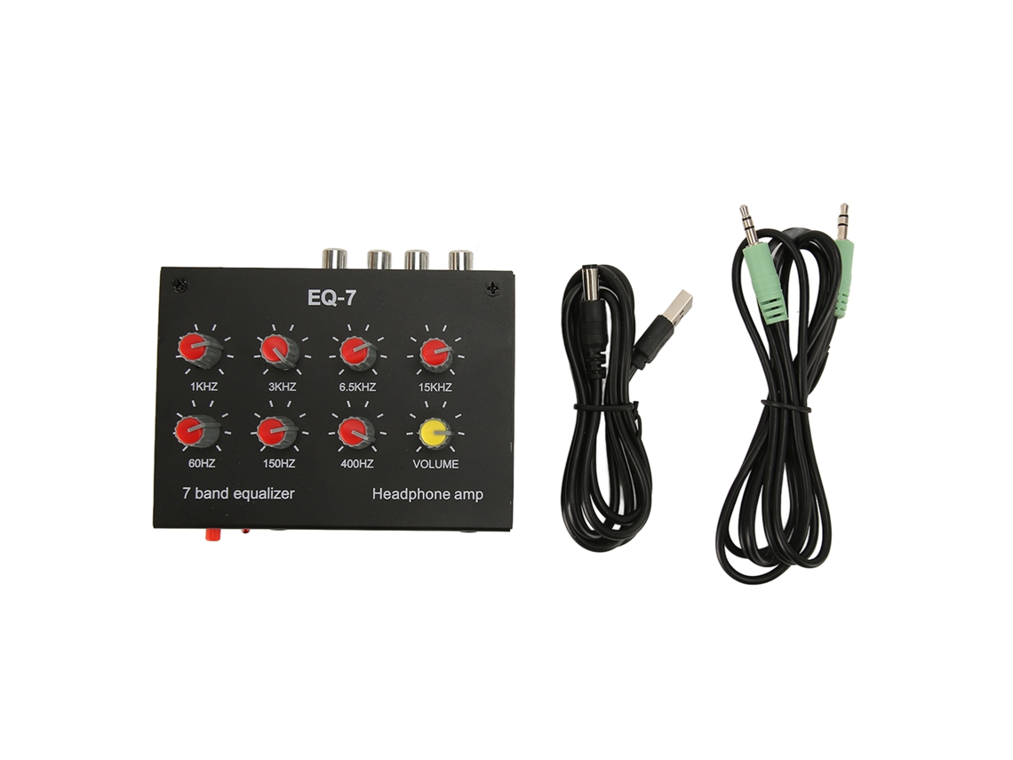 Equalizador De 7 Bandas Com Entrada/saída Rca Volume Ajustável Amplificador Para Carro Barco Moto