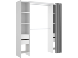 Kit Vestidor con 4 Cajones y Cortina DKIT Suit (Blanco - 205x180x50 cm)