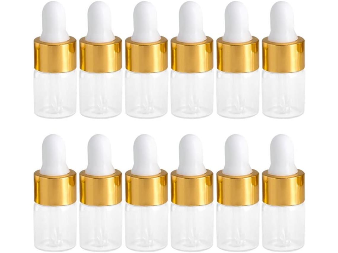 Juego de 30 frascos cuentagotas de vidrio transparente para líquidos y aceites esenciales, Vayotoy