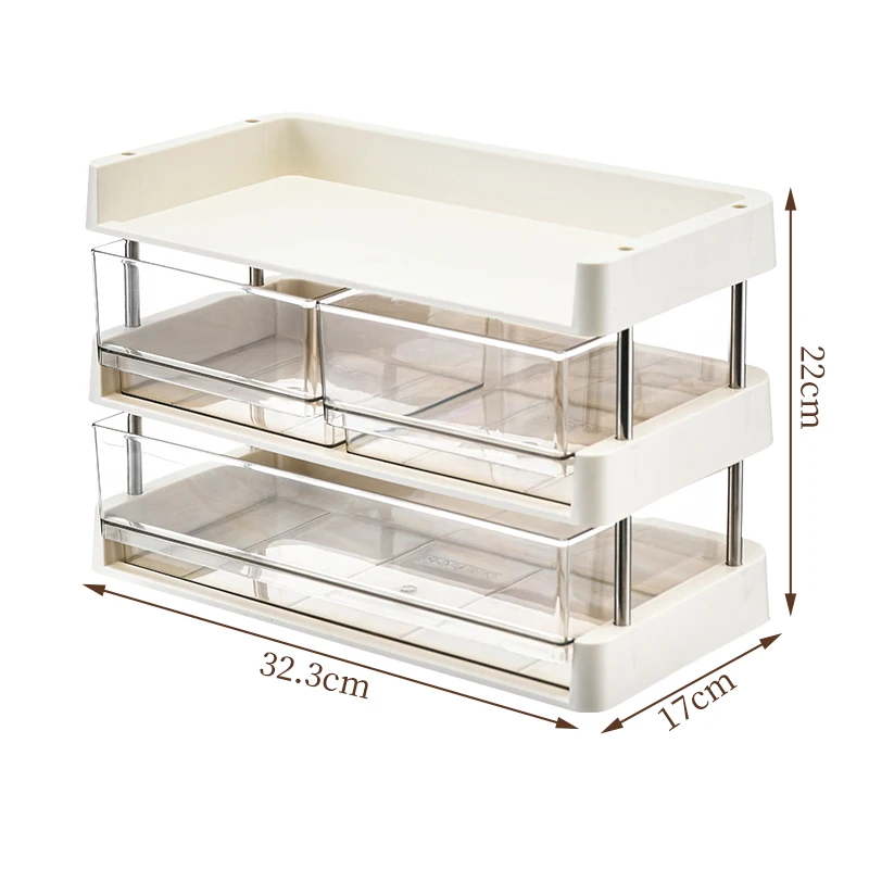 Caja de cosméticos de tocador de 3 niveles MDUG