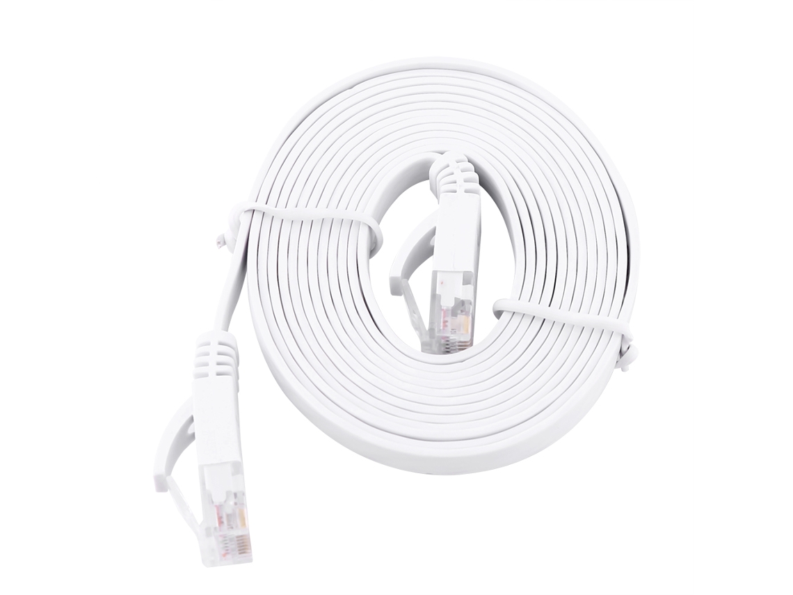 Cable De Parche De Red Lan Ethernet Utp Plano Cat6 Rj45 1000m 2m Blanco