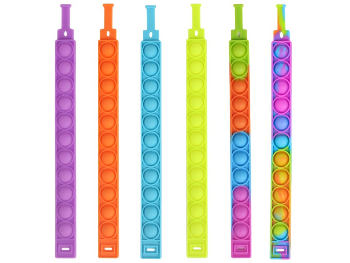 2026-6 Pack Pulseras Antiestrés De Silicona Con Burbujas Para Empujar Juguete Sensorial Para Niños Y Adultos Arcoíris