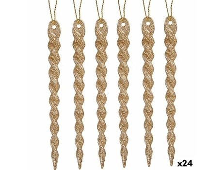 Set Adornos de Navidad Champagne Plástico Purpurina 13,5 x 1 x 5,5 cm (24 Unidades)