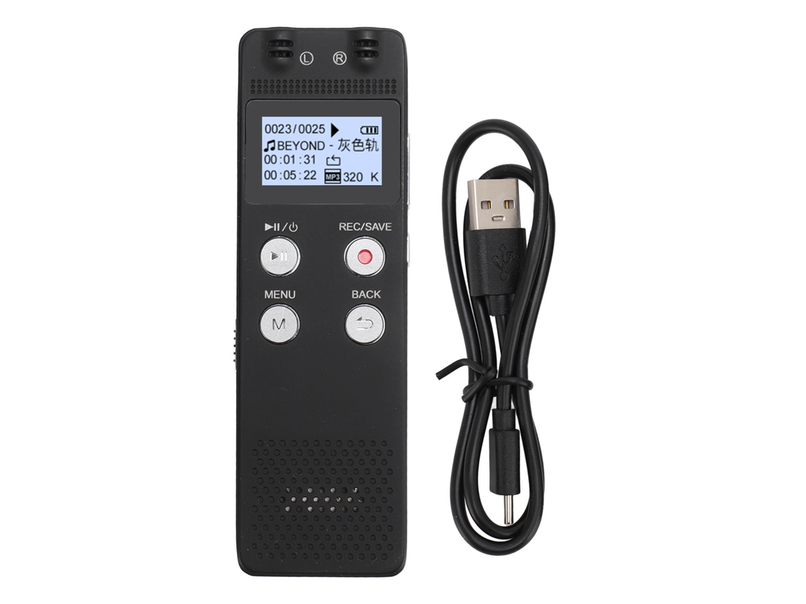 Gravadora De Voz Digital Pequena 8gb Com Tela Lcd Gravacao Clara Mp3 Player Para Reuniao Entrevista Aula