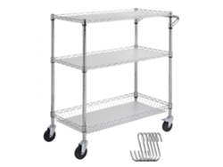 Carrito de Cocina con 3 Estantes de Acero Cromado, Capacidad 300kg Tekmaquinas