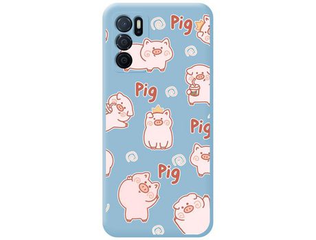 Funda para Oppo A54s TUMUNDOSMARTPHONE Silicona Líquida Dibujos Cerdos Azul