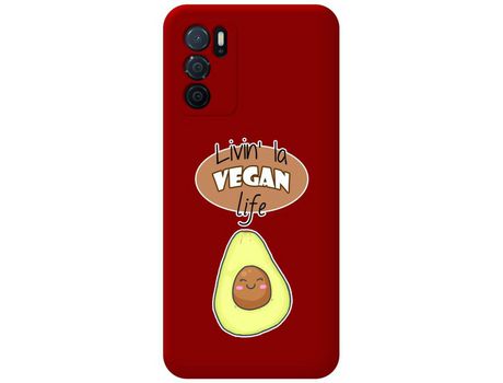 Funda para Oppo A54s TUMUNDOSMARTPHONE Silicona Líquida Dibujos Vegan Life Rojo