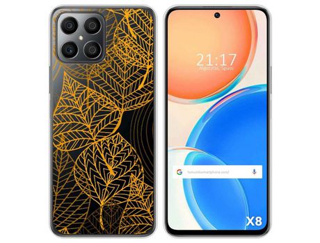Funda para Huawei Honor X8 TUMUNDOSMARTPHONE Dibujos Transparente Hojas Multicolor