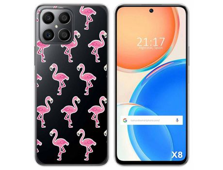 Funda para Huawei Honor X8 TUMUNDOSMARTPHONE Dibujos Transparente Flamenco Multicolor