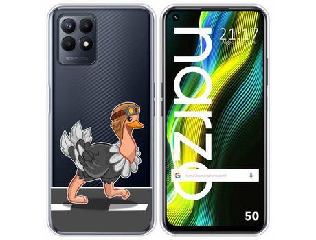 Funda para Realme Narzo 50 TUMUNDOSMARTPHONE Dibujos Transparente Avestruz Multicolor