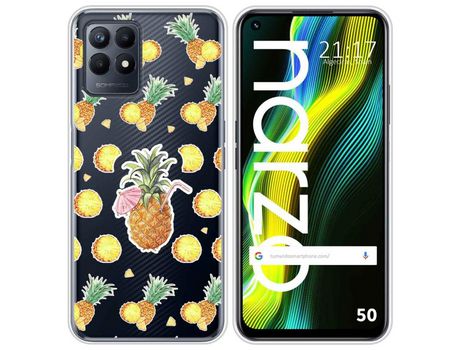 Funda para Realme Narzo 50 TUMUNDOSMARTPHONE Dibujos Transparente Piña Multicolor