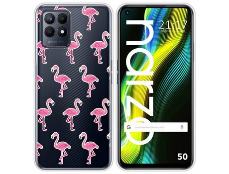 Funda para Realme Narzo 50 TUMUNDOSMARTPHONE Dibujos Transparente Flamenco Multicolor