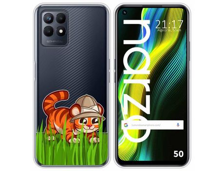 Funda para Realme Narzo 50 TUMUNDOSMARTPHONE Dibujos Transparente Tigre Multicolor