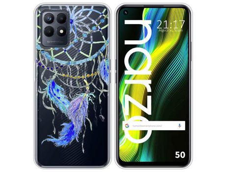 Funda para Realme Narzo 50 TUMUNDOSMARTPHONE Dibujos Transparente Plumas Multicolor
