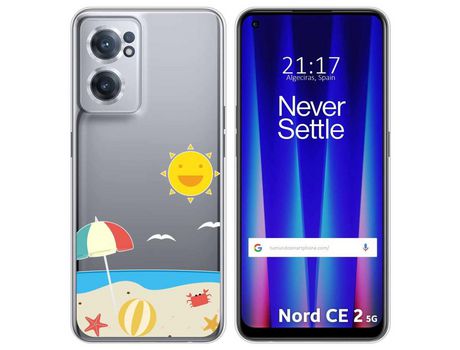 Funda para Oneplus Nord CE 2 5G TUMUNDOSMARTPHONE Dibujos Transparente Playa Multicolor