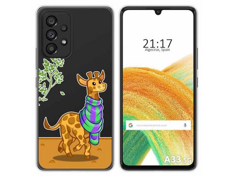 Funda para Samsung Galaxy A33 5G TUMUNDOSMARTPHONE Dibujos Transparente Jirafa Multicolor