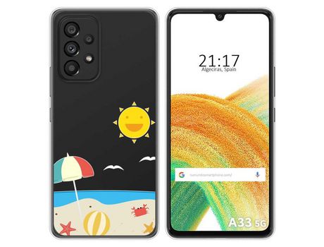 Funda para Samsung Galaxy A33 5G TUMUNDOSMARTPHONE Dibujos Transparente Playa Multicolor