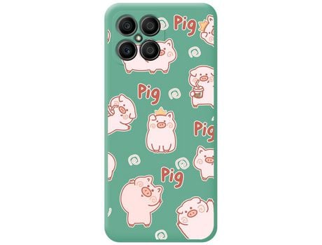 Funda para Huawei Honor X8 TUMUNDOSMARTPHONE Silicona Líquida Dibujos Cerdos Verde