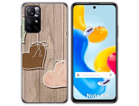 Funda para Xiaomi Redmi Note 11s 5G TUMUNDOSMARTPHONE Dibujos Corazones Madera Multicolor