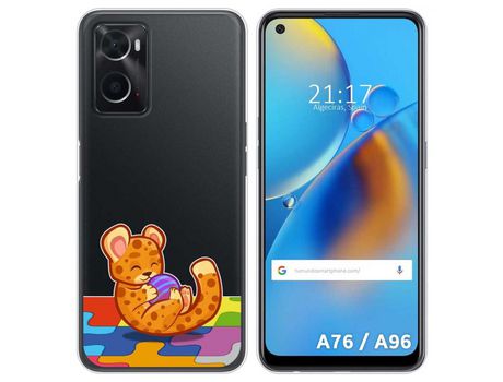 Funda para Oppo A76 / A96 TUMUNDOSMARTPHONE Dibujos Transparente Leopardo Multicolor