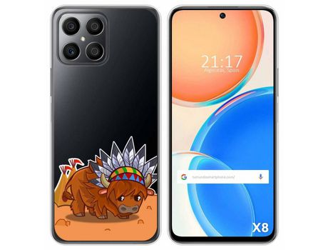 Funda para Huawei Honor X8 TUMUNDOSMARTPHONE Dibujos Transparente Bufalo Multicolor