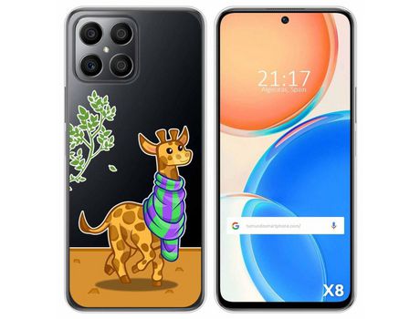 Funda para Huawei Honor X8 TUMUNDOSMARTPHONE Dibujos Transparente Jirafa Multicolor