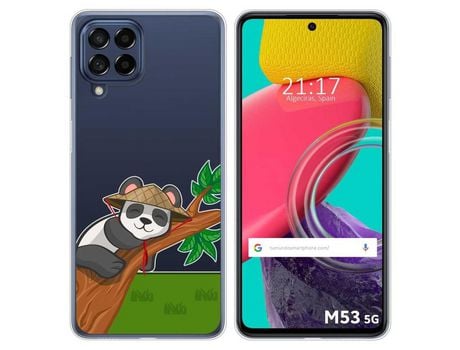 Funda para Samsung Galaxy M53 5G TUMUNDOSMARTPHONE Dibujos Transparente Panda Multicolor