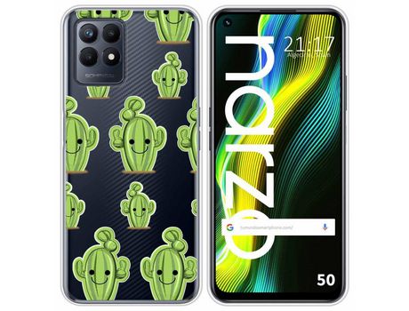 Funda para Realme Narzo 50 TUMUNDOSMARTPHONE Dibujos Transparente Cactus Multicolor