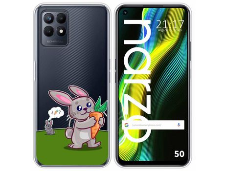 Funda para Realme Narzo 50 TUMUNDOSMARTPHONE Dibujos Transparente Conejo Multicolor