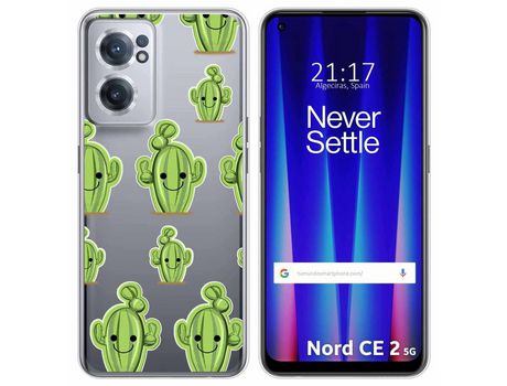 Funda para Oneplus Nord CE 2 5G TUMUNDOSMARTPHONE Dibujos Transparente Cactus Multicolor