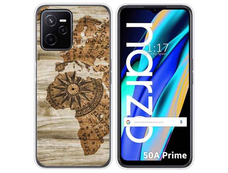 Funda para Realme Narzo 50A Prime TUMUNDOSMARTPHONE Dibujos Madera 07 Multicolor