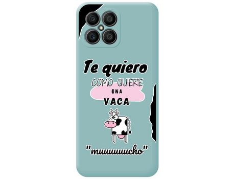 Funda para Huawei Honor X8 TUMUNDOSMARTPHONE Silicona Líquida Dibujos Vaca Azul